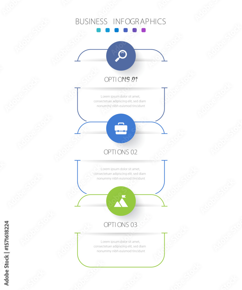 Poster vertical progress bar featuring 3 arrow-shaped elements, symbolizing the three stages of business st