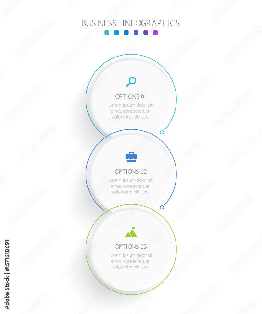 Poster vertical progress bar featuring 3 arrow-shaped elements, symbolizing the three stages of business st