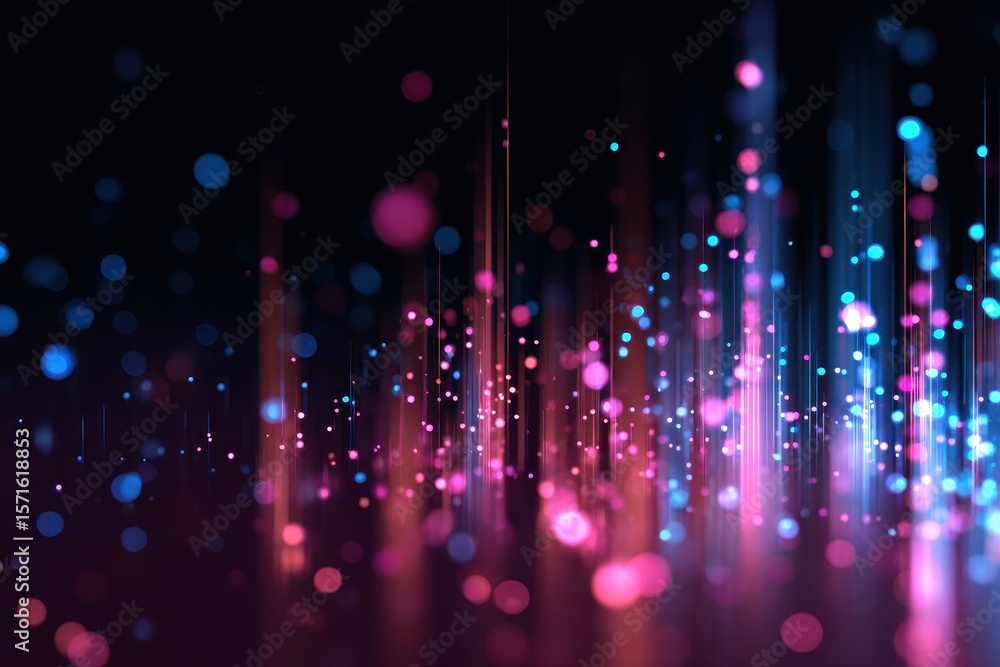 Poster futuristic abstract background featuring vibrant pink and blue glowing elements in a dynamic arrange