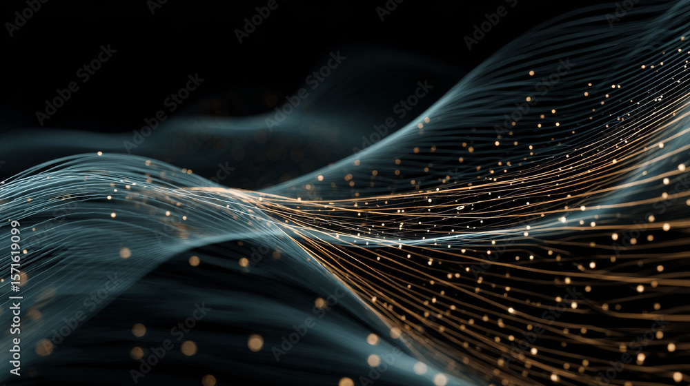 Poster digital big data flow vector background. big data technology lines. abstract science technology illu