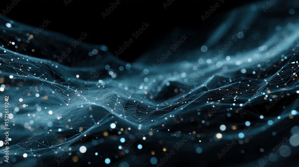 Poster digital big data flow vector background. big data technology lines. abstract science technology illu