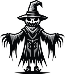 High-Resolution Halloween Scarecrow Vector Clipart on a Clean White Background