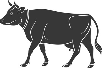 Two Cows Grazing in Green Pasture with Tree

