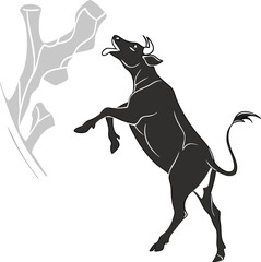 Standing Cow in Natural Pasture Illustration

