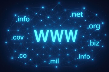Glowing web domain network connections internet technology