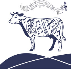 Floral Cow Pattern – Decorative Nature-Inspired Animal Vector