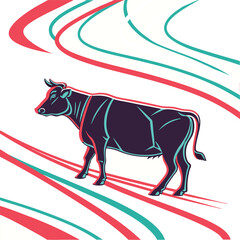 Futuristic Cow Art – Glitched Animal Vector Design
