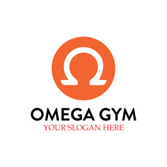 Obraz premium omega gym barbell logo design vector
