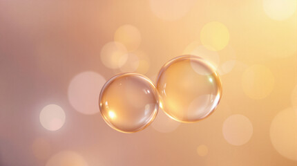 Two translucent spheres against a soft, bokeh background.