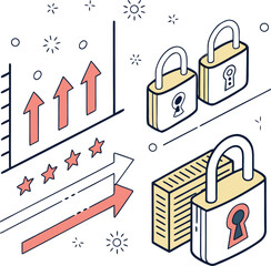 Logistic Growth and Data Security – Vector Supply Chain Concept