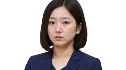 Serious Asian Businesswoman in Professional Attire - Transparent PNG