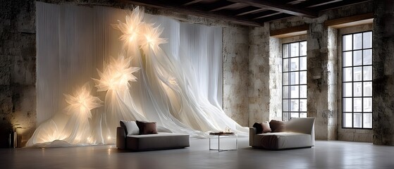 Loft Studio Illuminated Fabric Drape, Modern Furniture