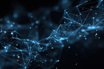 Abstract representation of an artificial intelligence network showcasing dynamic connections and data flow in a dark environment