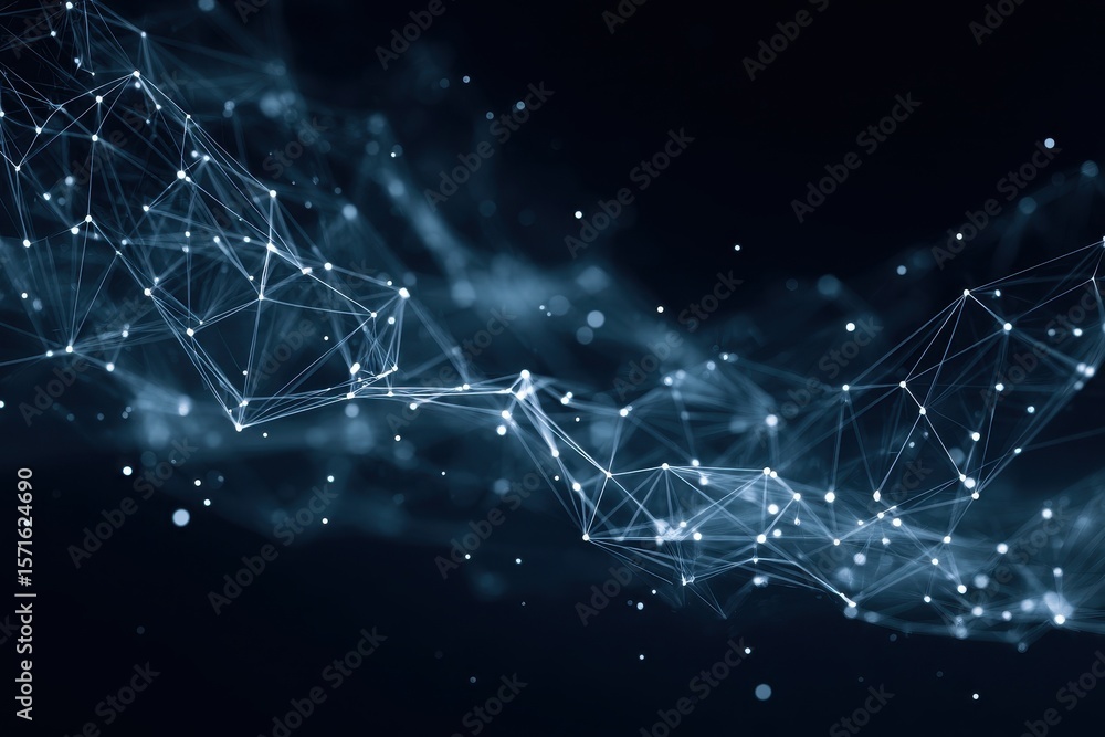 Poster exploration of abstract futuristic technology featuring complex polygonal structures and intricate n