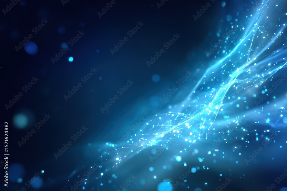 Poster light blue abstract background with glowing elements creating an ethereal atmosphere suitable for va