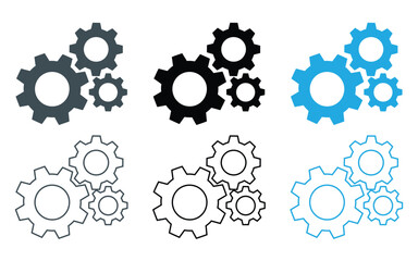 Collection of gear icon vector. cog wheel symbol vector