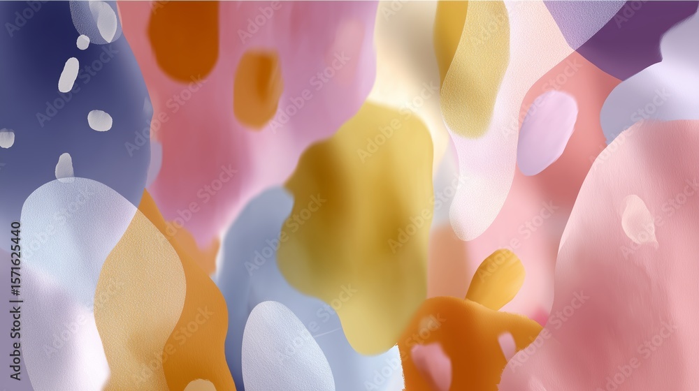 Poster abstract colorful patterns blend harmoniously with soft shapes and hues in a vibrant display of arti