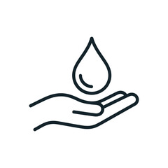 Vector art of a hand holding a water drop symbolizes purity and care