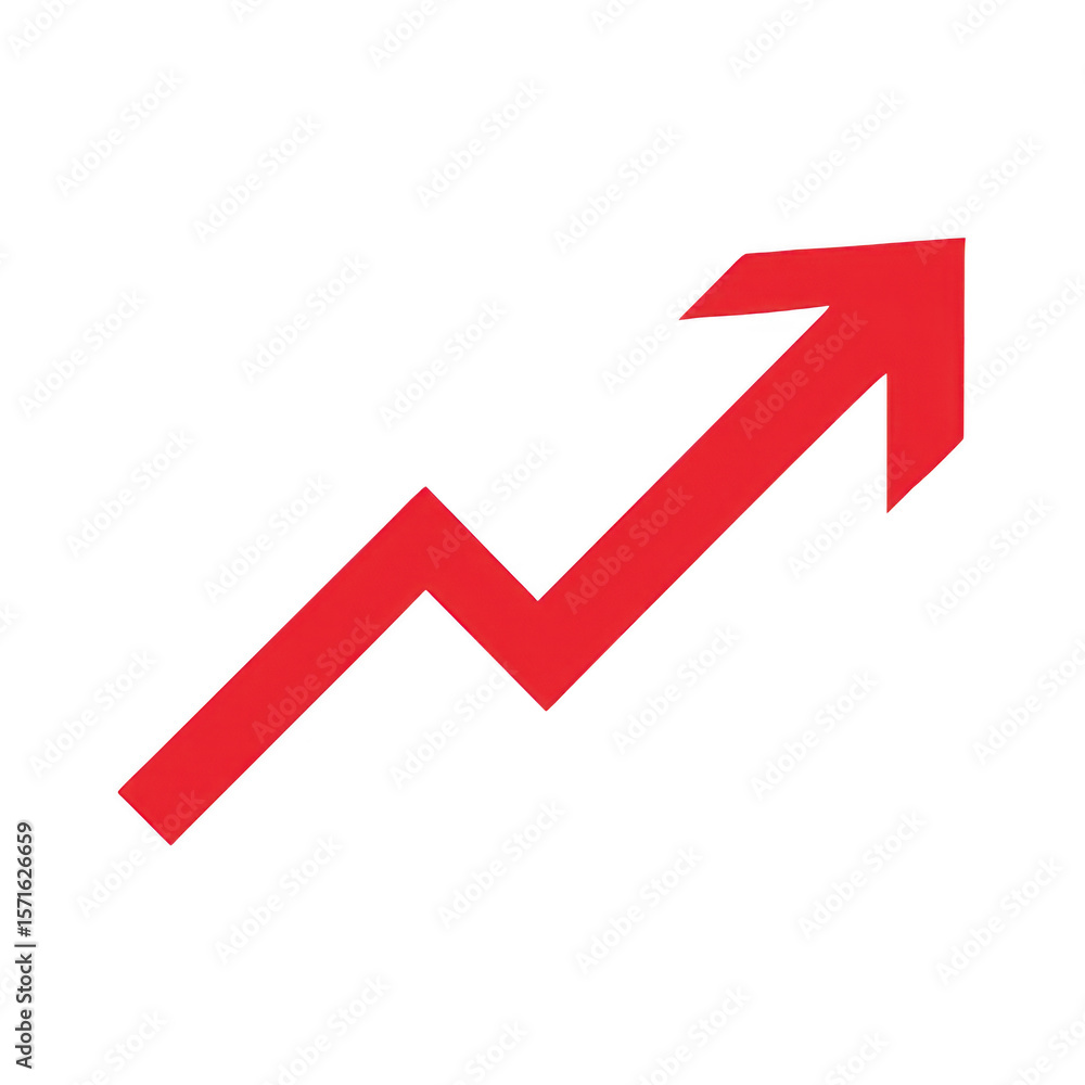 Poster red arrow graph trending upwards isolated on transparent background