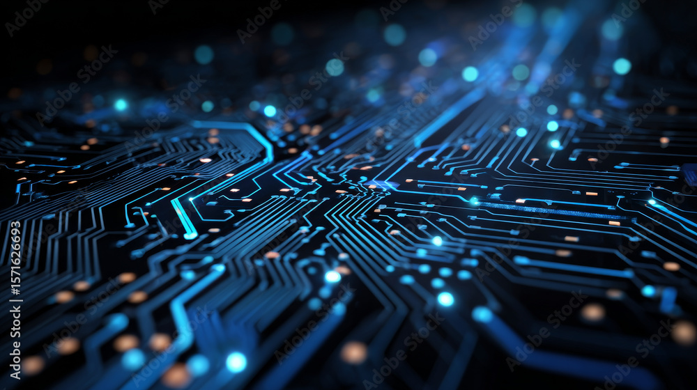 Poster blue circuit diagram on white background. high-tech circuit board connection system.vector abstract 