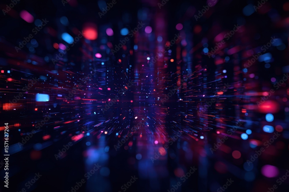 Poster vibrant cyberspace background featuring dynamic patterns of light and color, creating an immersive, 