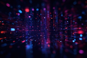 Obraz premium Vibrant cyberspace background featuring dynamic patterns of light and color, creating an immersive, futuristic atmosphere filled with energy and movement during a digital experience