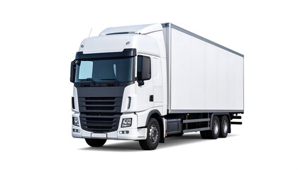 White semi-truck isolated