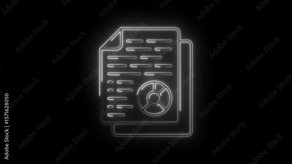 Aufkleber financial report neon glow animation with data charts,documents and futuristic data analysis