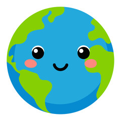 Cartoon Earth with Smiling Face