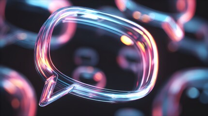 Vibrant 3D Illustration of a Clear and Blank Speech Bubble Representing Digital Communication in Online Chat and Social Media Networks with a Modern Art Aesthetic