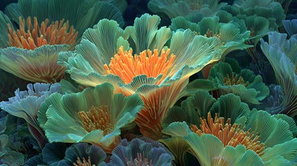 A Vibrant Hyper-realistic Representation of Clove Coral Highlighting Its Intricate Polyps and Underwater Habitat 