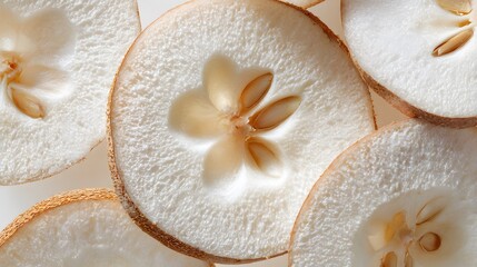 High Resolution Isolated Image of Sliced Santol Fruit with Creamy White Pulp and Modern Minimalistic Styling Highlighting Tropical Southeast Asian Flavors