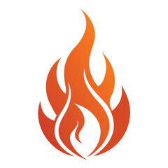 Stylized flame symbol silhouette in red and yellow isolated on white background