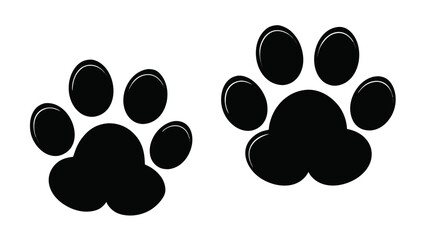 black paw print illustration design and isolated on white background.