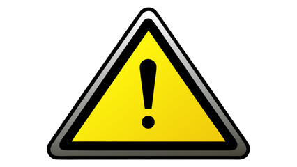 yellow and black exclamation mark warning sign isolated on white background.