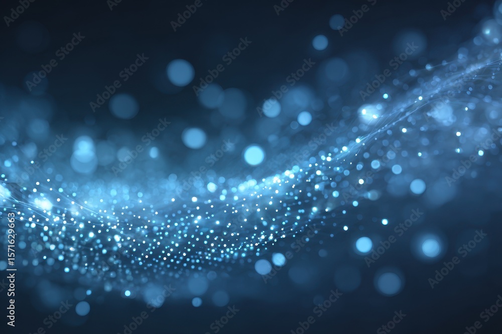 Poster light blue abstract background with glowing particles creating a dynamic and serene atmosphere suita