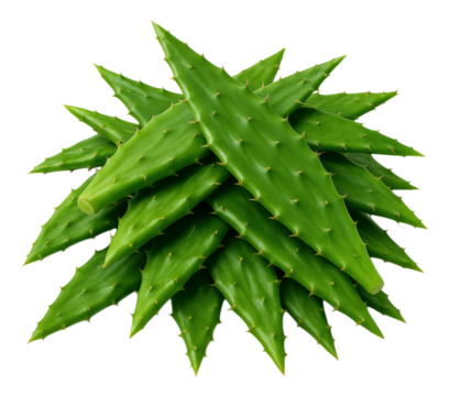 Vibrant Cactus Leaves with Unique Textures and Shapes, Isolated on Transparent and White Background