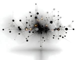 Network nodes glowing, connecting, abstract, white background, technology