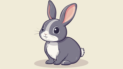 Obraz premium Hand Drawn Cute Rabbit Animal Vector Illustration in Simple Flat Style