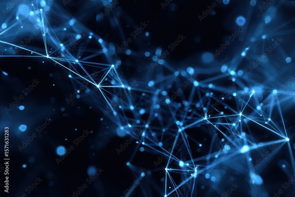 Poster complex web of artificial intelligence network abstract i composed of interconnected nodes and glowi
