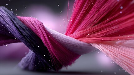 Pink, purple threads twisting, sparkle background, abstract design