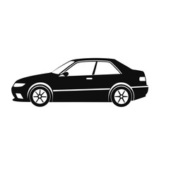 Obraz premium Sleek car silhouette in red a modern automotive design element isolated on white background