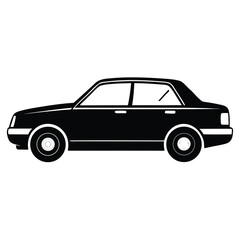 Sleek car silhouette in a dynamic pose isolated on white background for versatile design use