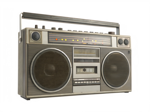  vintage boombox radio isolated on white background PNG, AI GENERATED