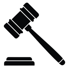 Silhouette Depiction of a Judge's Gavel and Striking Block, Legal Symbolism Displayed