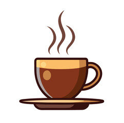 A steaming coffee cup with a subtle aroma presented as a clean vector illustration isolated on white background