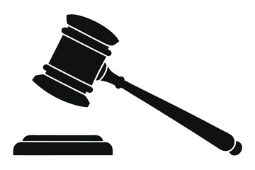 Black Silhouette Illustration of a Gavel and Sounding Block for Judgement