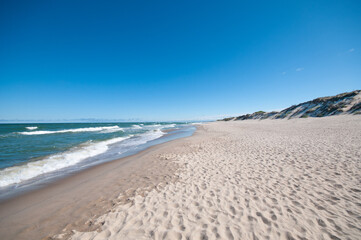 Sand dunes landscape at the sea coastline