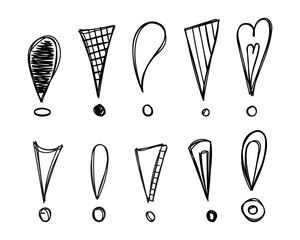 hand-drawn exclamation mark cute set