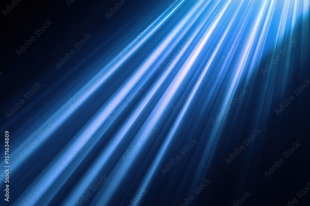 Poster dynamic interplay of blue light creating an abstract digital background with radiant beams cascading